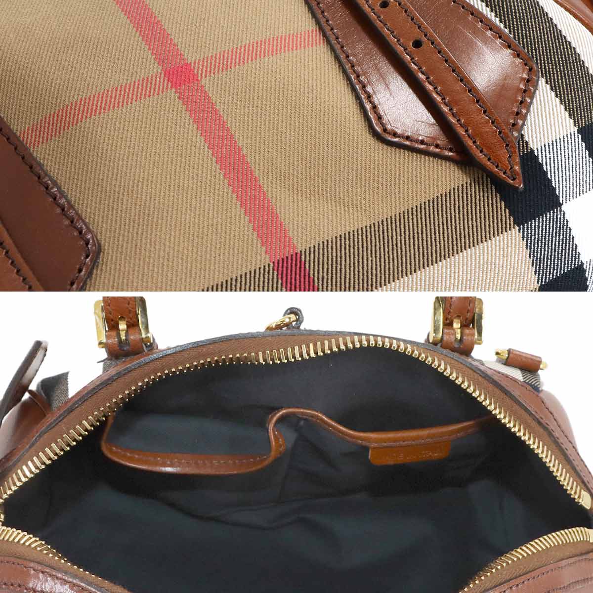 Plaid Hand Shoulder Bag Leather Brown 3887184 House Check