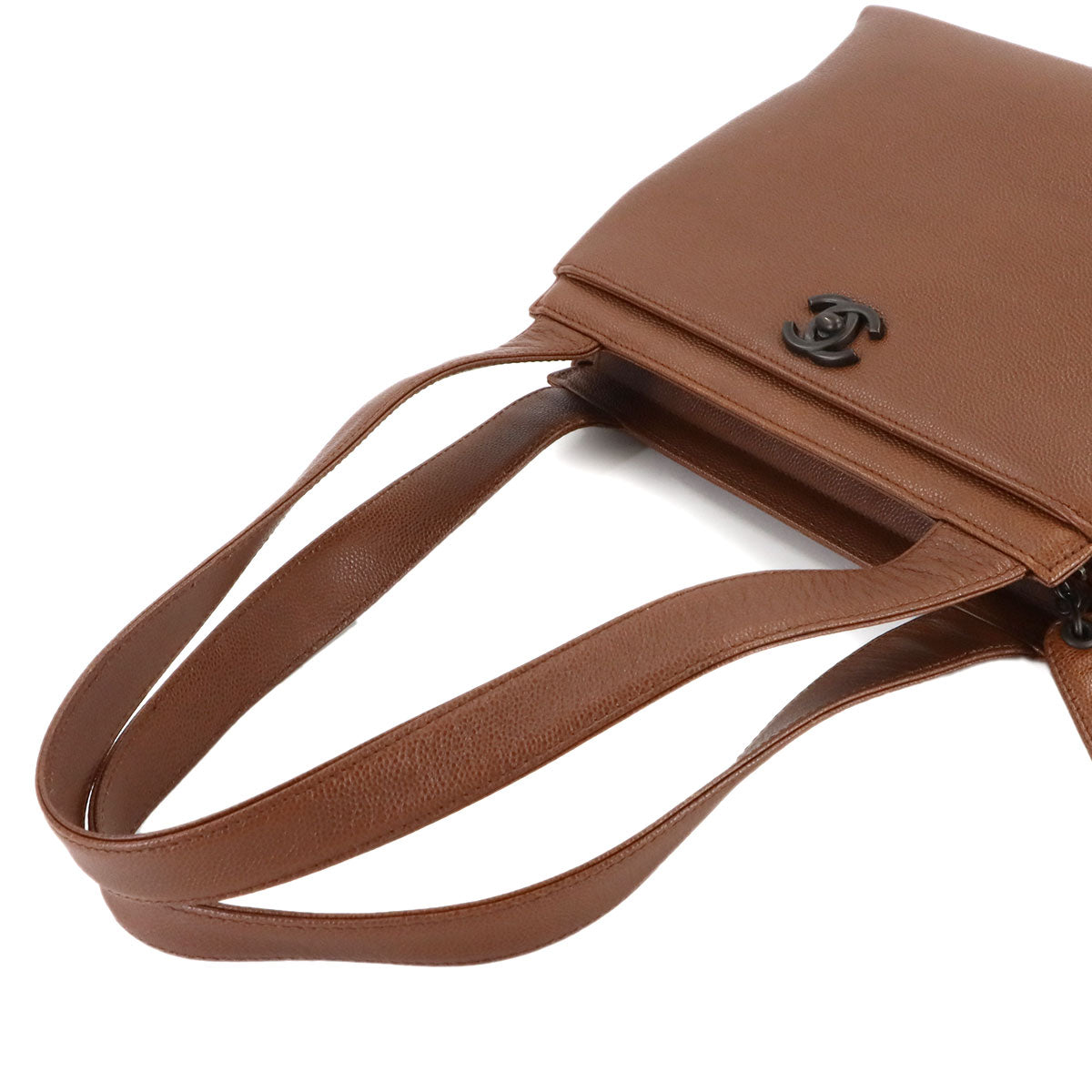 Tote Bag Leather Brown Coco Logos Vintage Purse