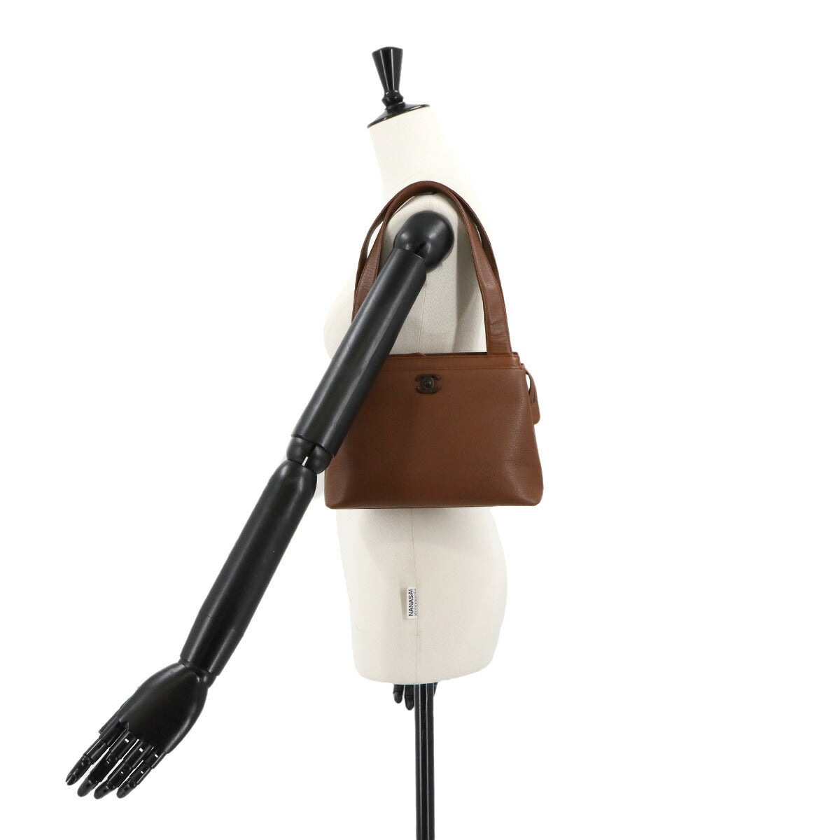 Tote Bag Leather Brown Coco Logos Vintage Purse