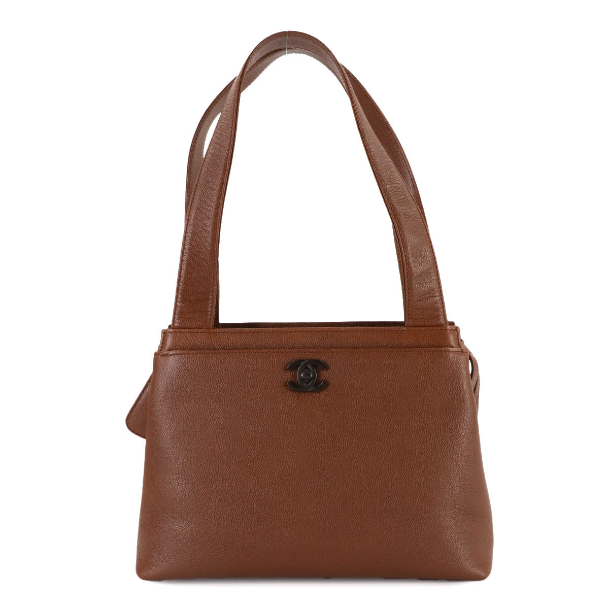 Tote Bag Leather Brown Coco Logos Vintage Purse