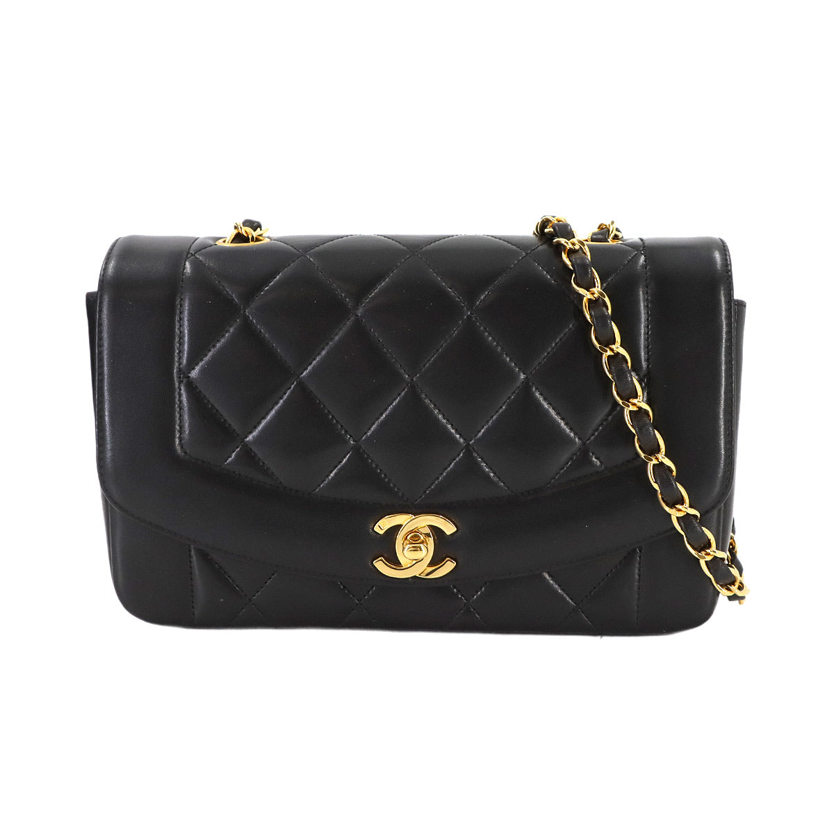 Diana Matelasse 22 Chain Shoulder Bag Leather A01164 Vintage