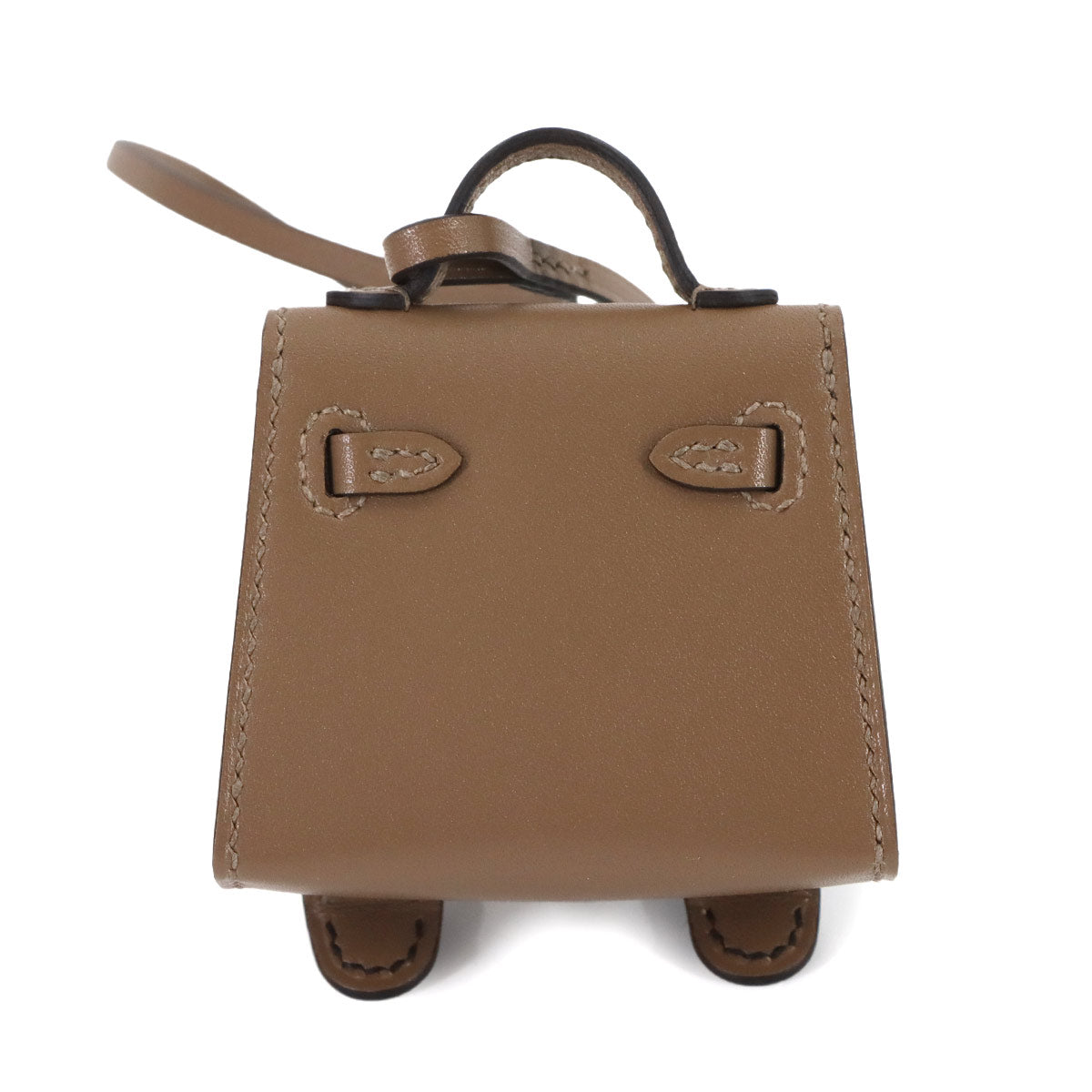 Bijoux de SAC Kelly doll Bag Charm Tadelakt Etoupe Black