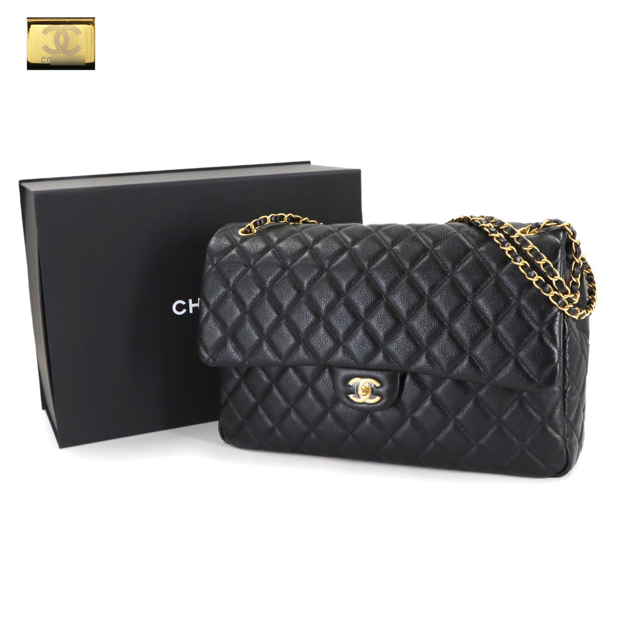 Matelasse 40 Chain Shoulder Bag Leather Black Purse