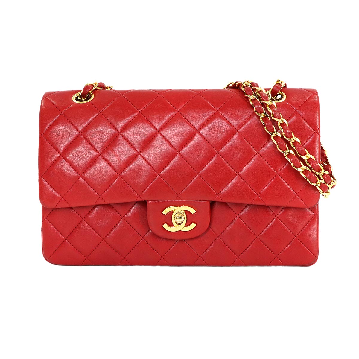 Matelasse 25 Chain Shoulder Bag Leather Red A01112 11.12