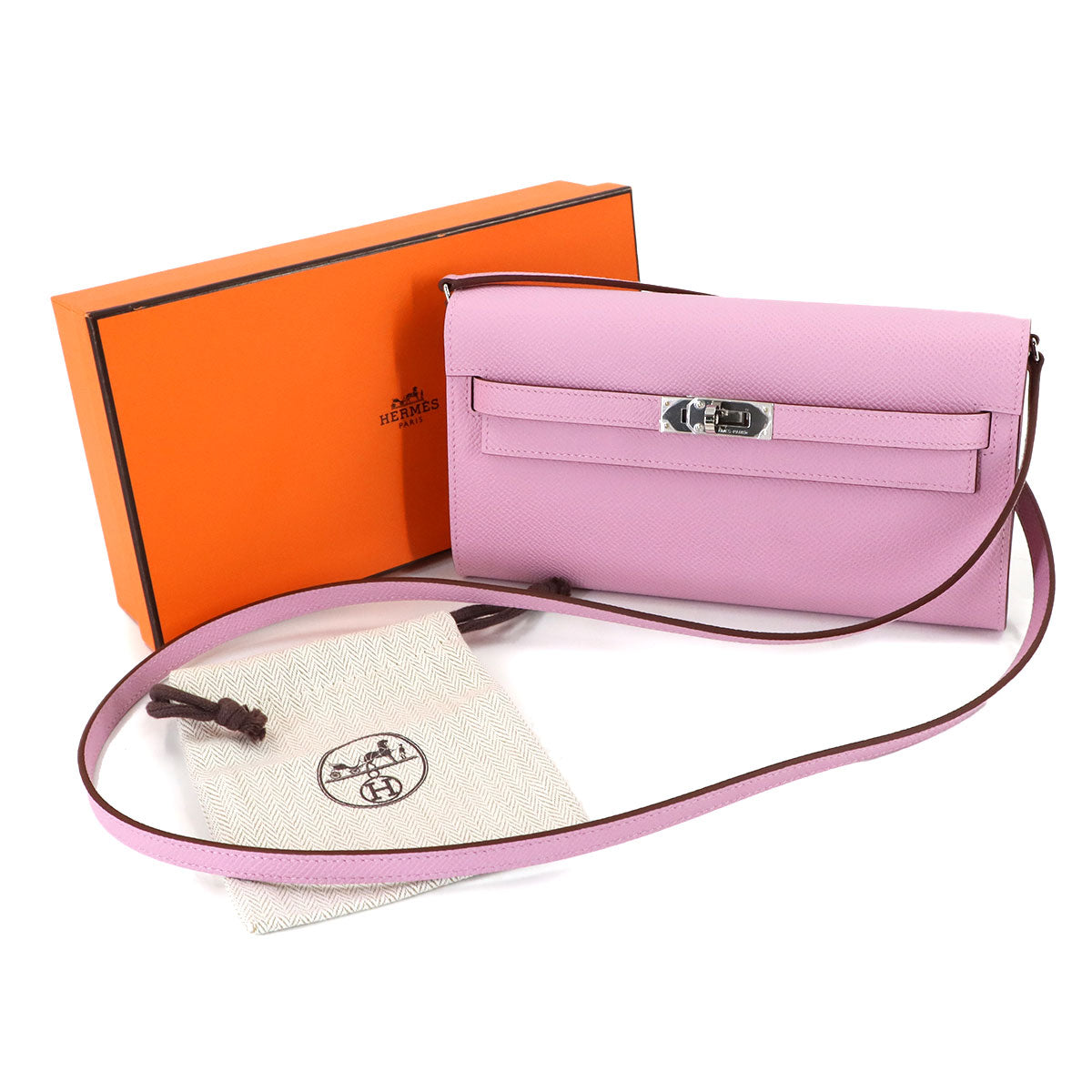Kelly To Go Shoulder Wallet Epsom Mauve sylvestre Purse