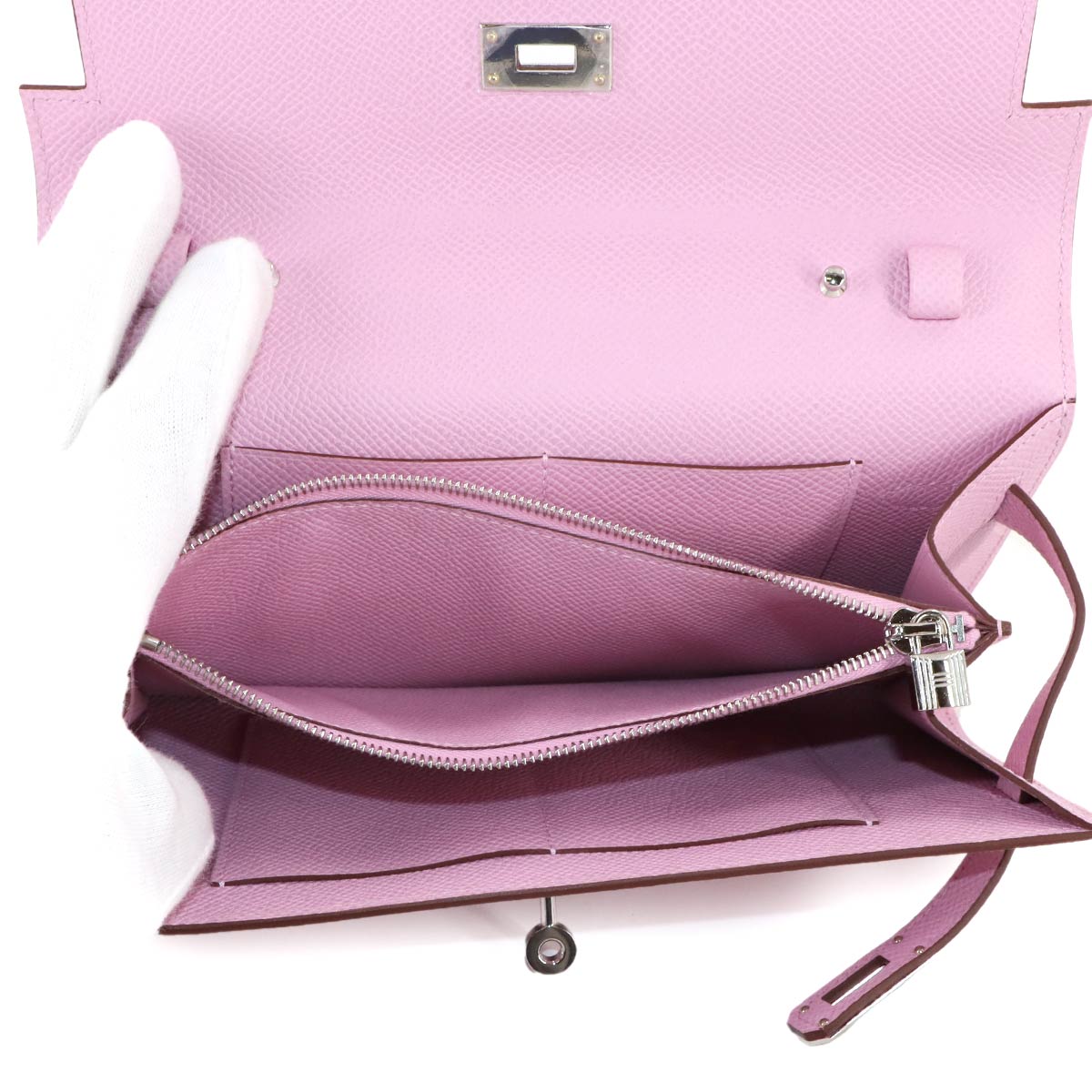 Kelly To Go Shoulder Wallet Epsom Mauve sylvestre Purse