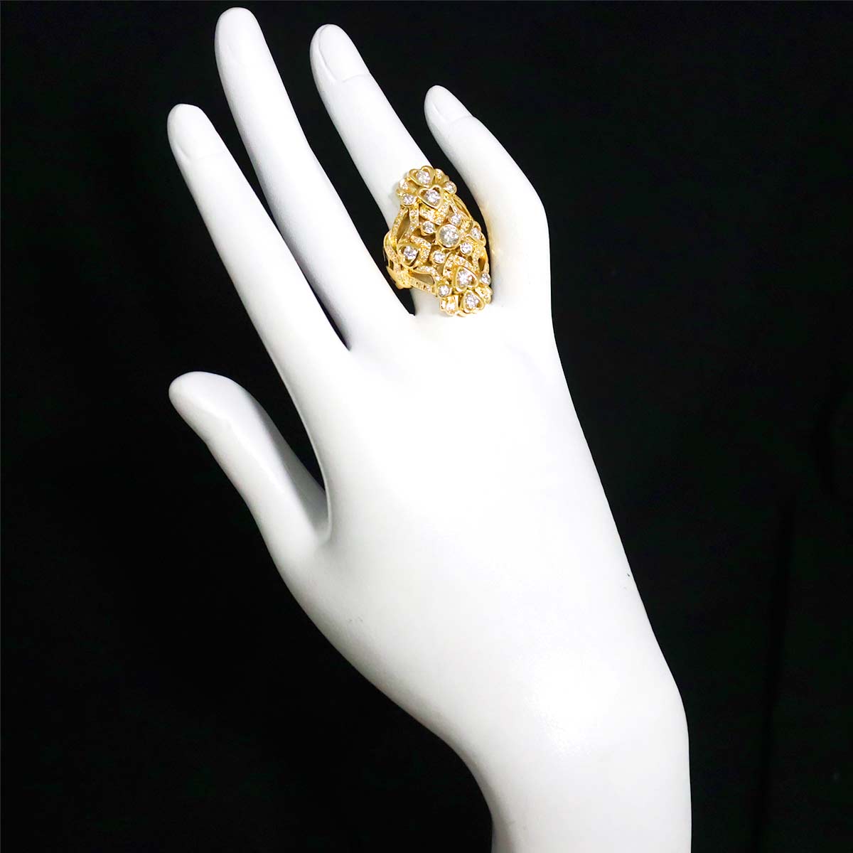 Diamond 1.61ct Ring 18K YG Yellow Gold 750 Size6(US)
