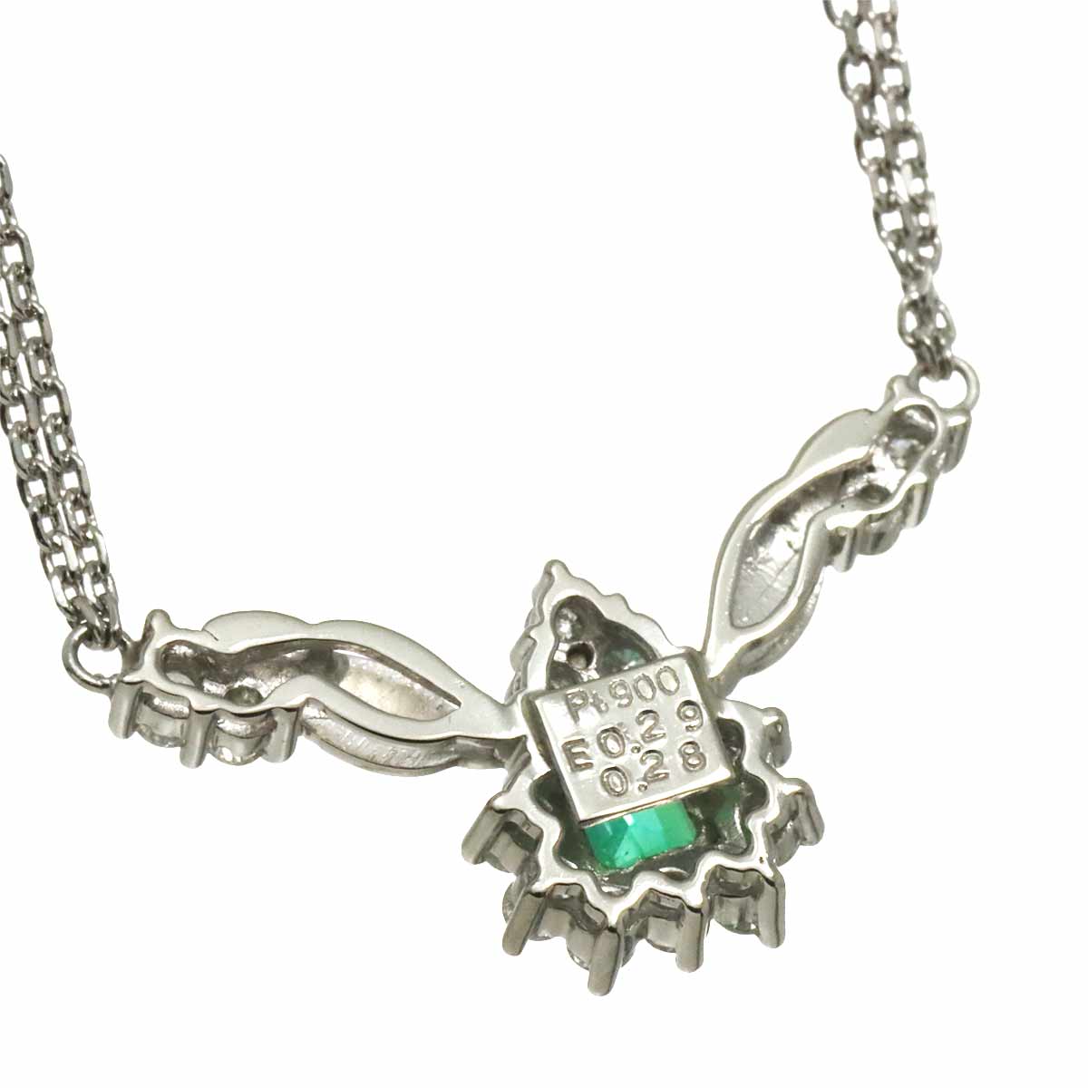 Emerald 0.29ct Diamond 0.28ct Necklace Pt Platinum