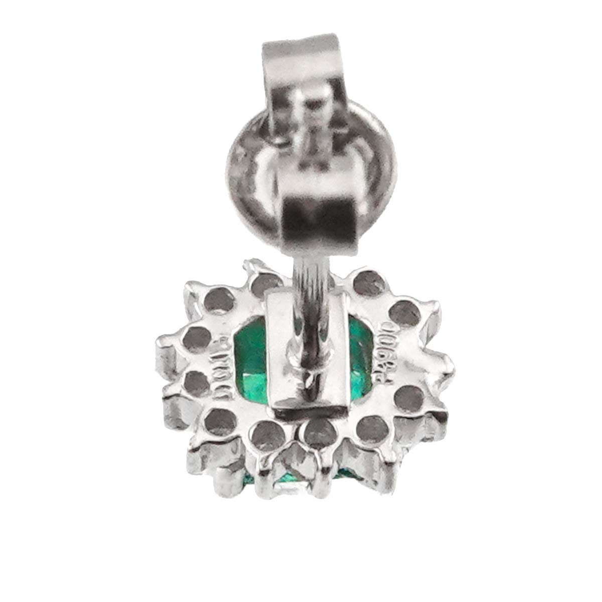 Emerald 0.40ct Diamond 0.18ct Earrings Pierced Pt Platinum