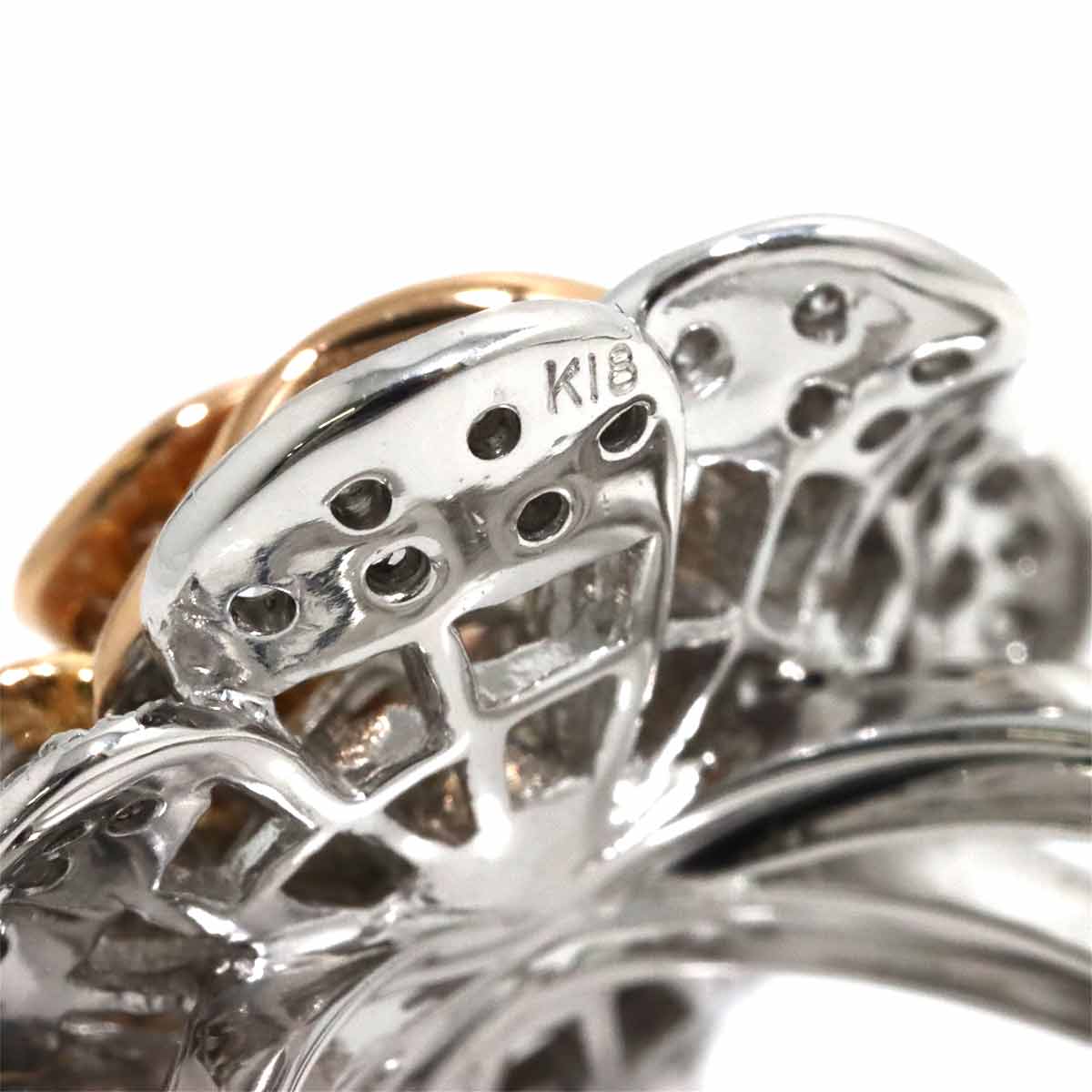 Diamond 1.00ct Ring 18K K18 WG PG White Pink Gold size5.5-5.75(US)