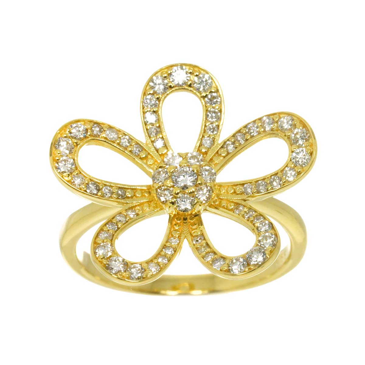 Diamond 0.55ct Ring 18K YG Yellow Gold 750 6.25-6.5(US)