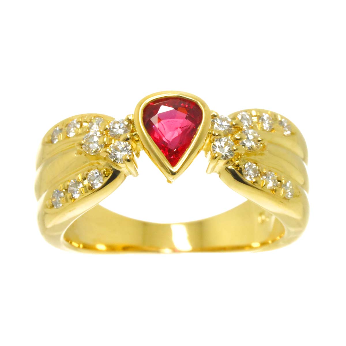 Ruby 0.60ct Diamond 0.26ct Ring 18K YG 750 size5.25-5.5(US)