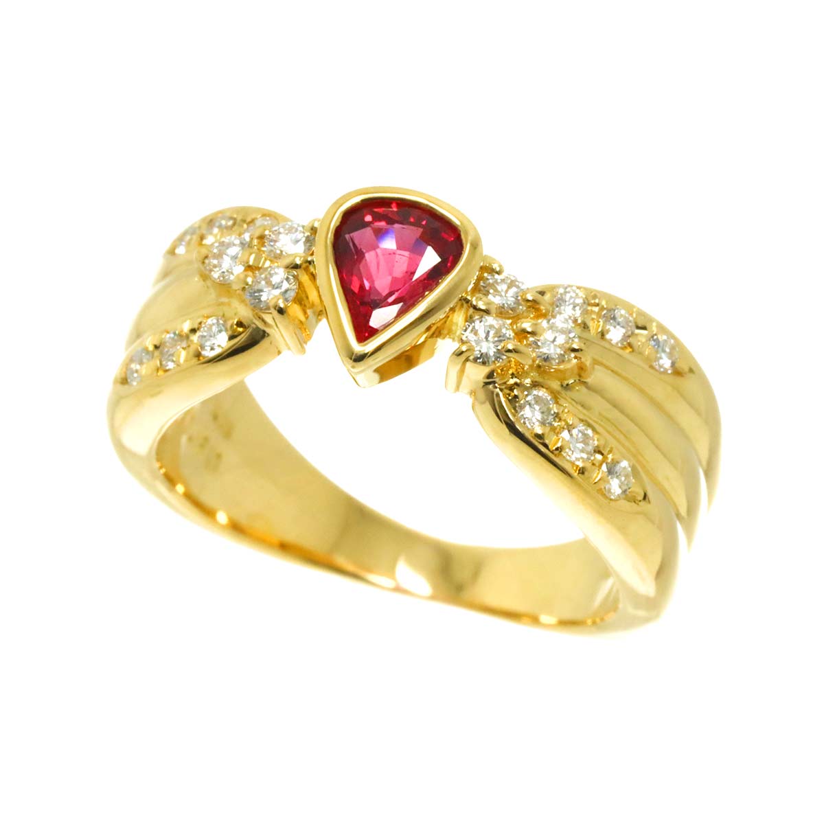 Ruby 0.60ct Diamond 0.26ct Ring 18K YG 750 size5.25-5.5(US)