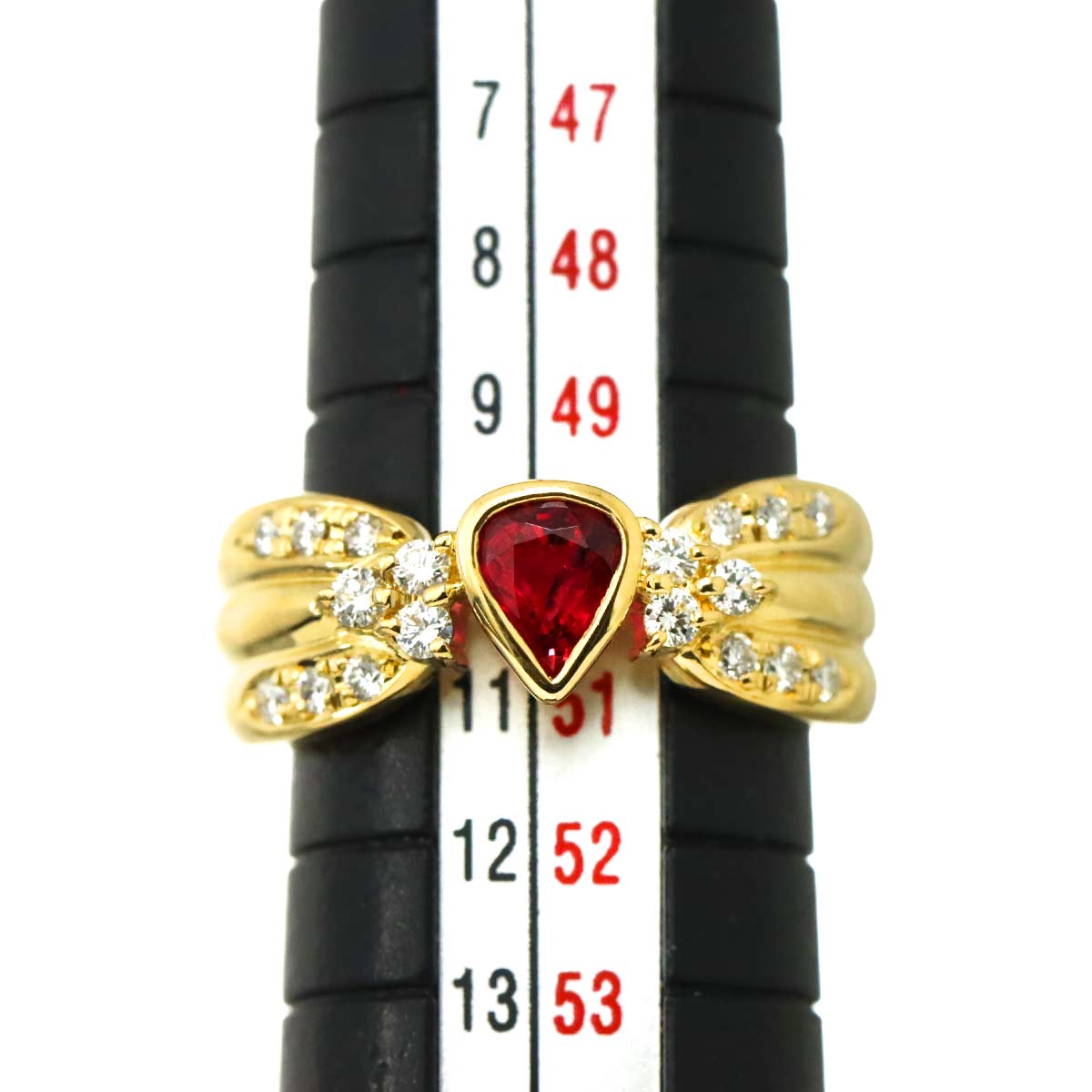 Ruby 0.60ct Diamond 0.26ct Ring 18K YG 750 size5.25-5.5(US)