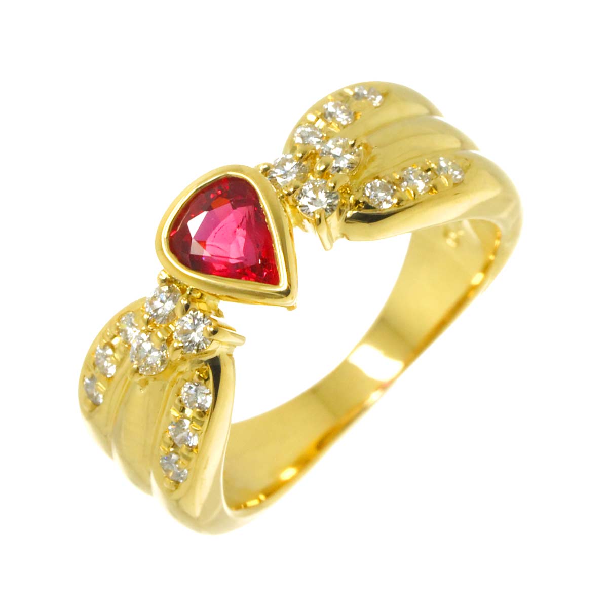 Ruby 0.60ct Diamond 0.26ct Ring 18K YG 750 size5.25-5.5(US)