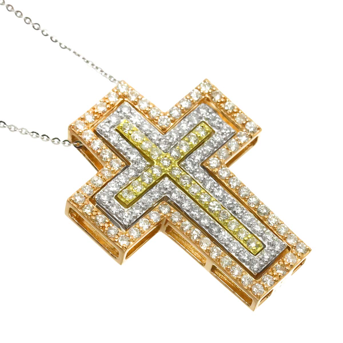 Diamond 1.90ct Necklace 18K K18 PG WG YG Pink Gold 750