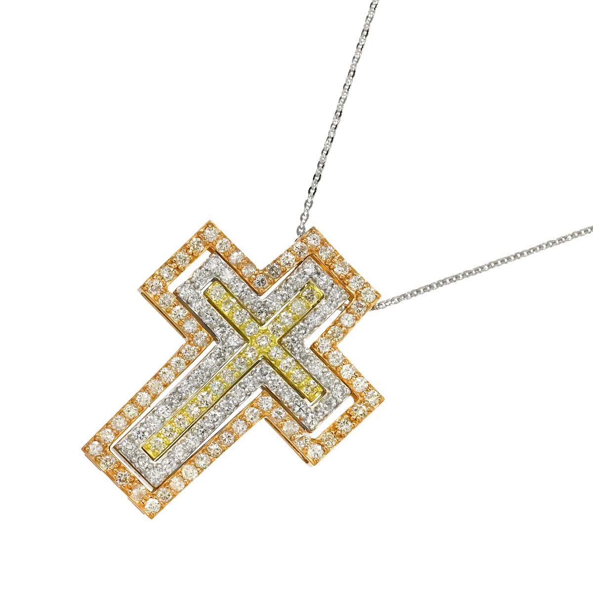 Diamond 1.90ct Necklace 18K K18 PG WG YG Pink Gold 750