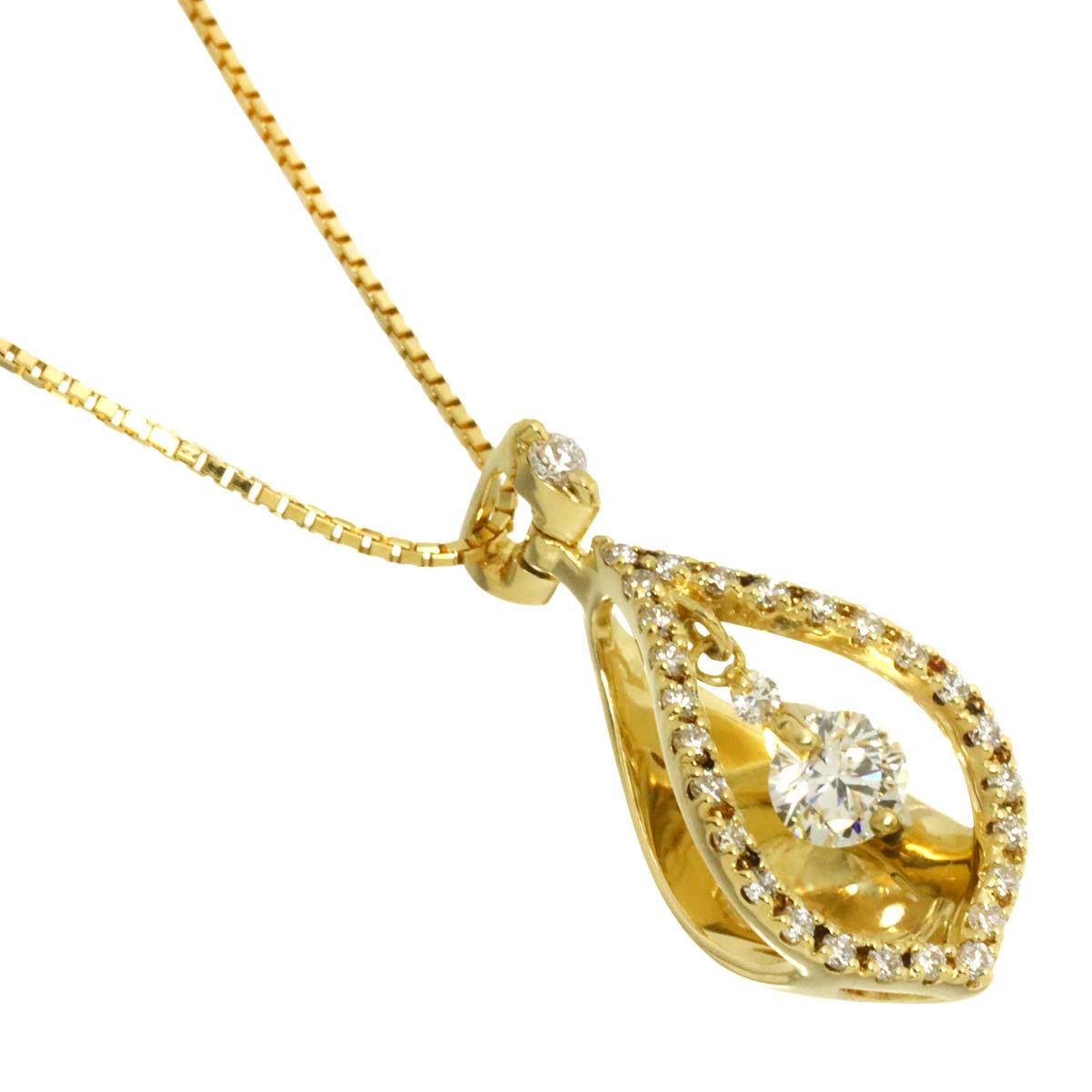 Diamond 0.209ct/0.15ct Necklace 18K YG Yellow Gold 750