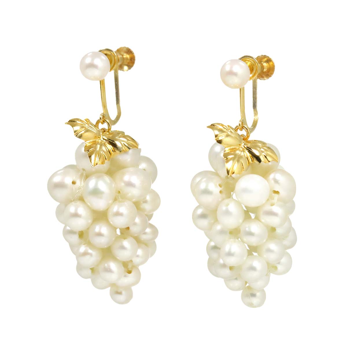 Freshwater Pearl Earrings Clip on 18K YG 750