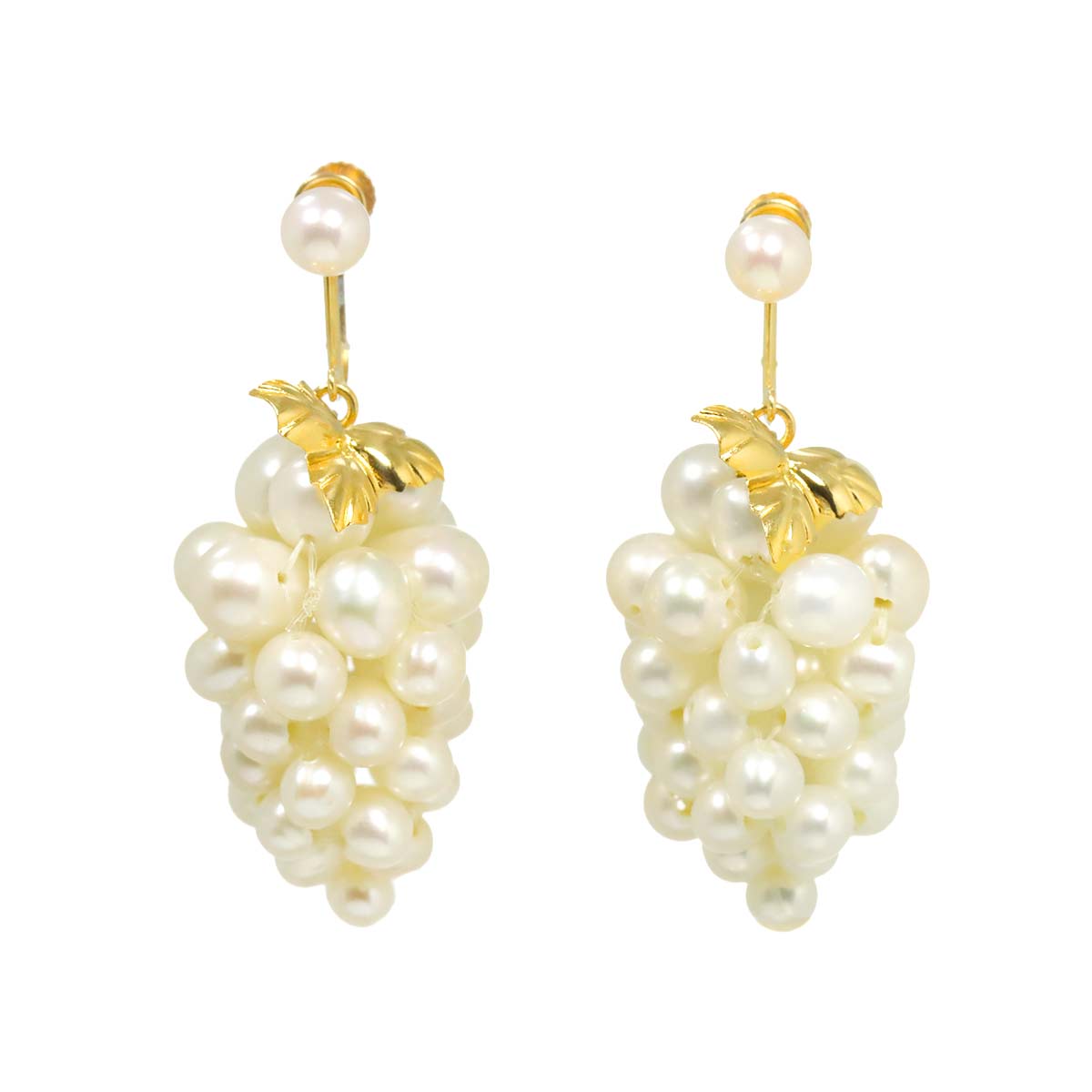 Freshwater Pearl Earrings Clip on 18K YG 750