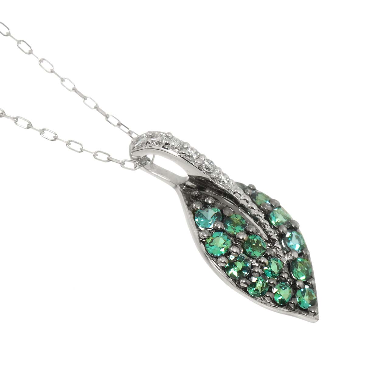 Alexandrite 0.41ct Diamond 0.05ct Necklace K18 18K WG 750