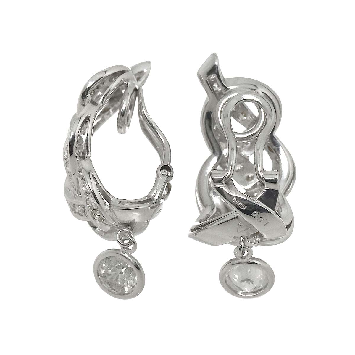 Diamond 1.41ct/1.58ct Earrings Clip-on 18K K18 WG 750