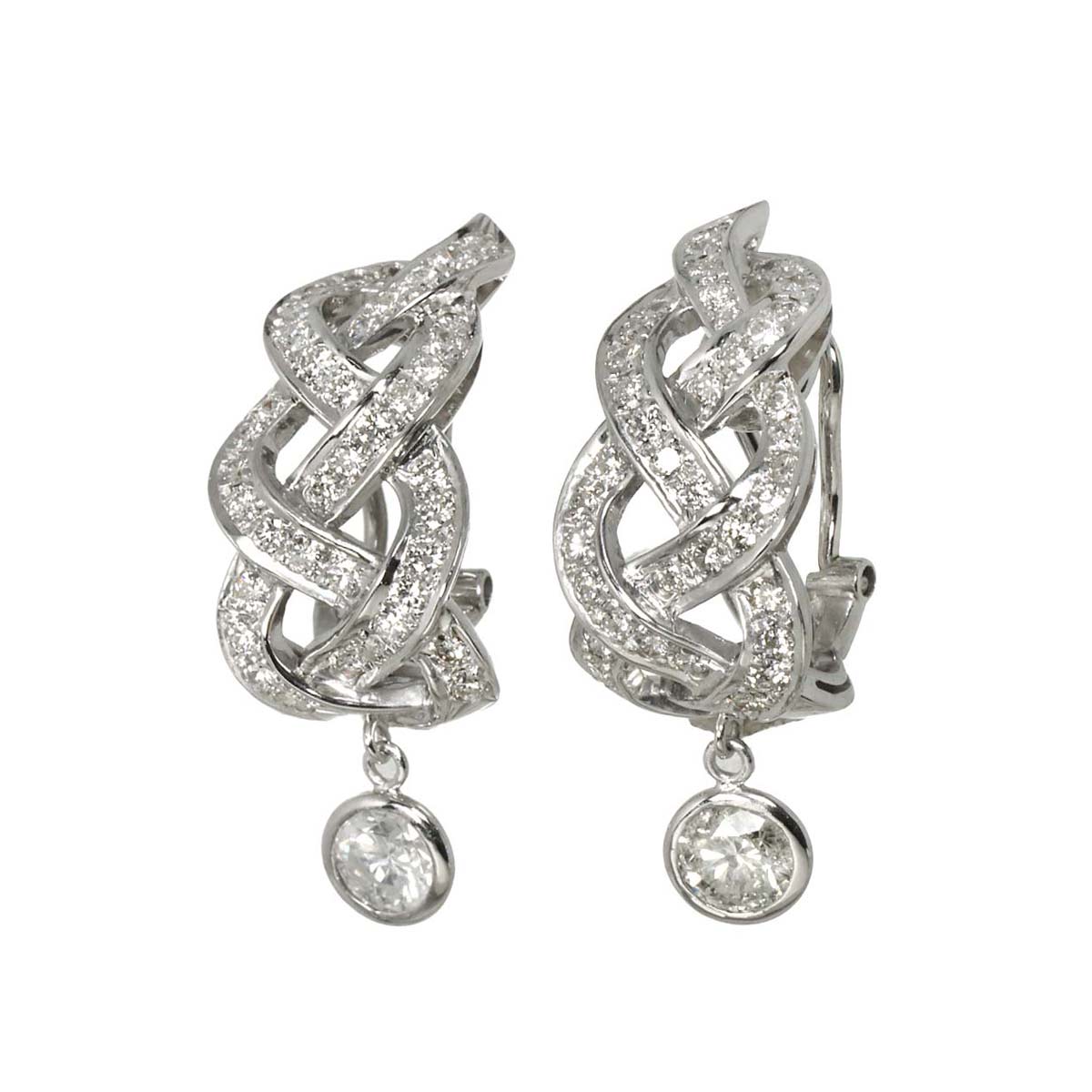 Diamond 1.41ct/1.58ct Earrings Clip-on 18K K18 WG 750