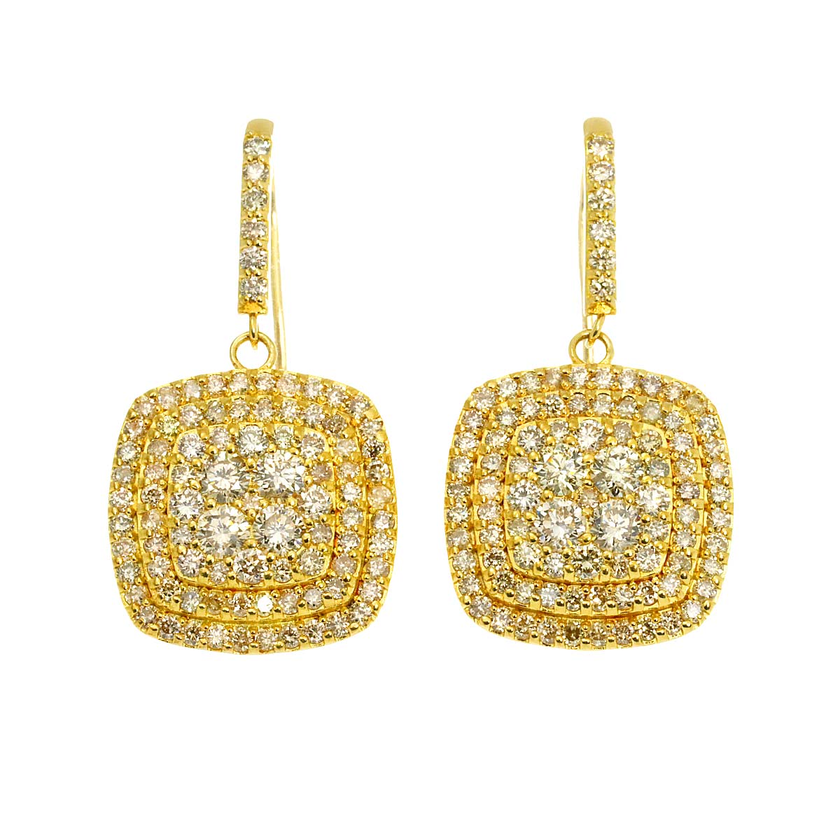 Diamond 1.00ct/1.00ct Earrings Pierced 18K YG Yellow Gold 750