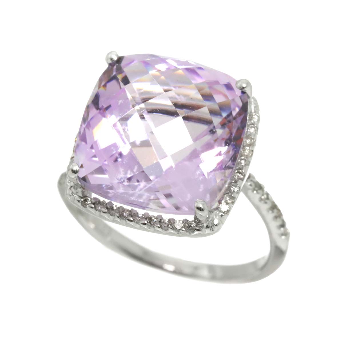 Amethyst 9.36ct Diamond 0.23ct Ring 18K WG size5.25-5.5(US)
