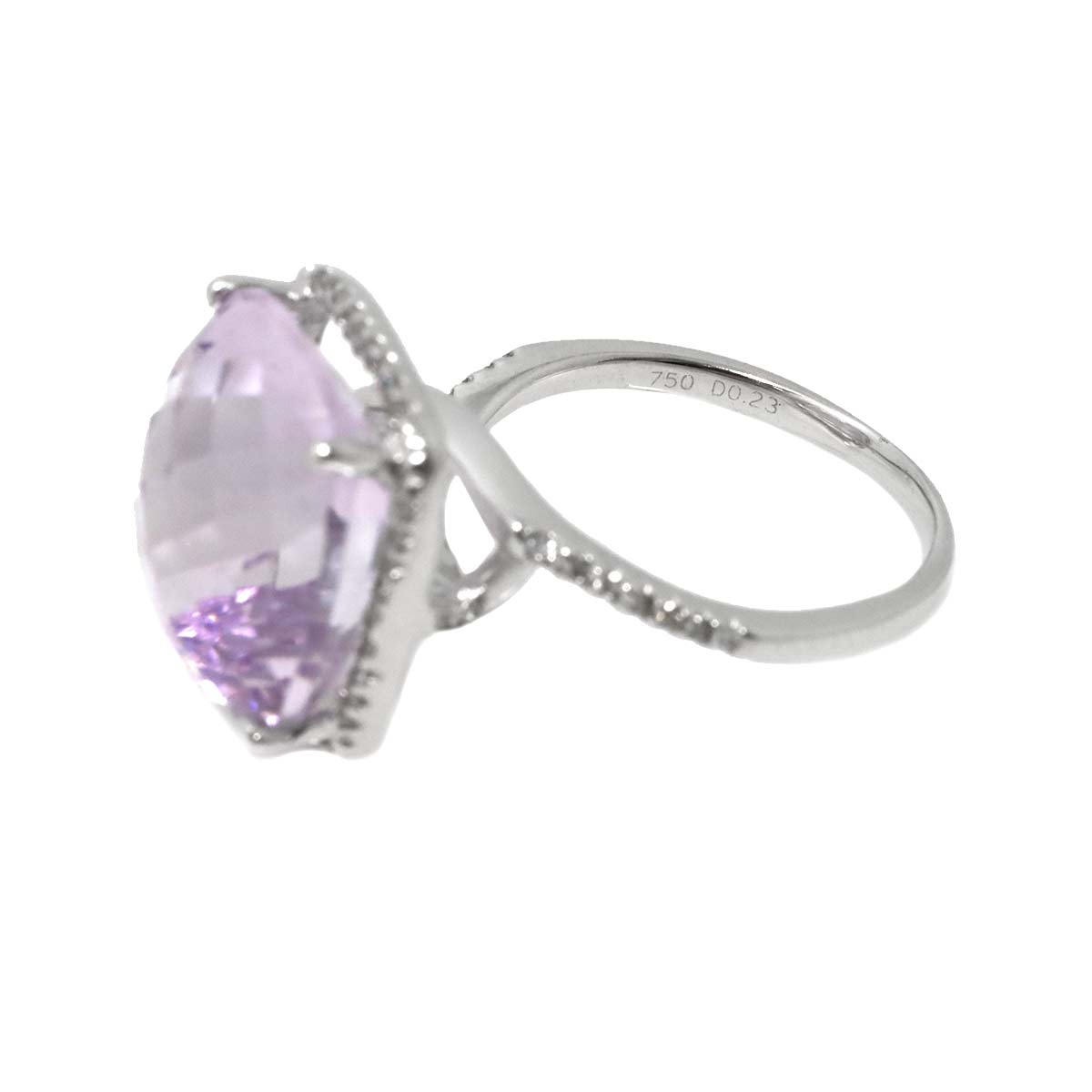 Amethyst 9.36ct Diamond 0.23ct Ring 18K WG size5.25-5.5(US)