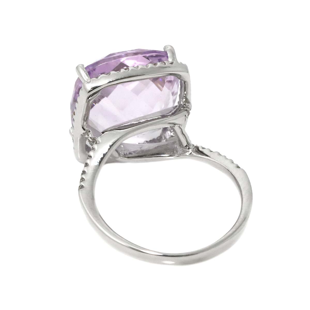 Amethyst 9.36ct Diamond 0.23ct Ring 18K WG size5.25-5.5(US)