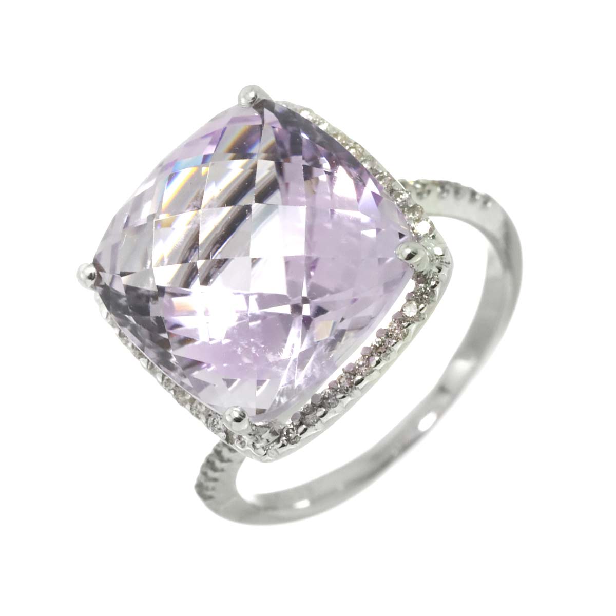 Amethyst 9.36ct Diamond 0.23ct Ring 18K WG size5.25-5.5(US)