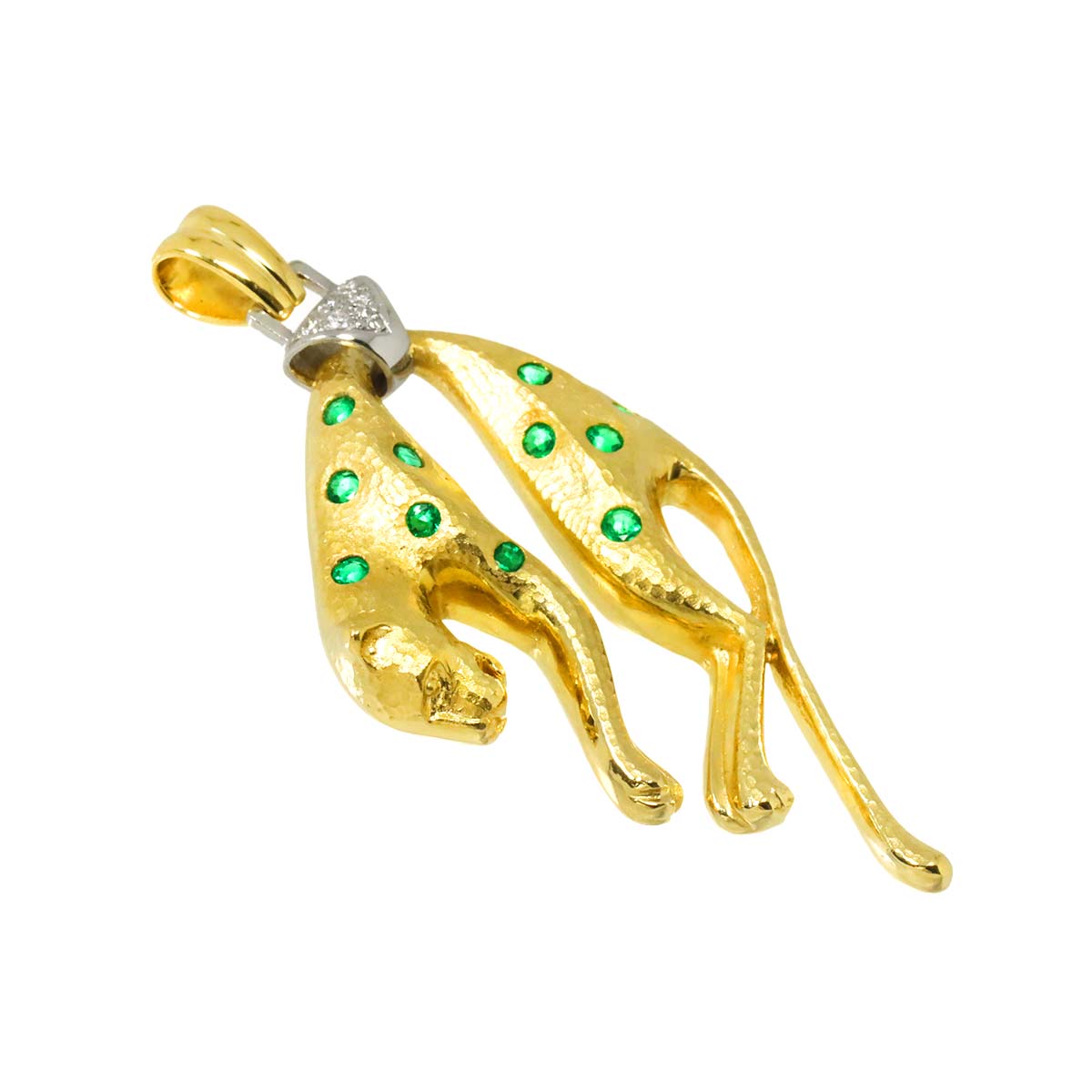 Emerald 0.40ct Diamond 0.06ct Brooch Pendant Top 18K YG Pt Yellow Gold