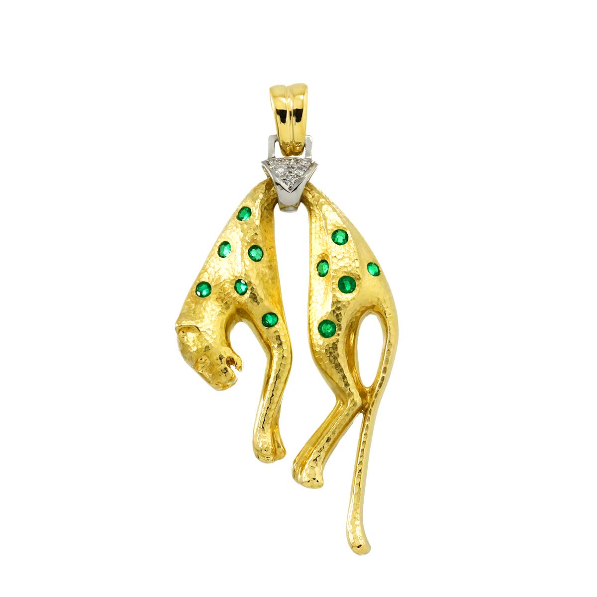 Emerald 0.40ct Diamond 0.06ct Brooch Pendant Top 18K YG Pt Yellow Gold