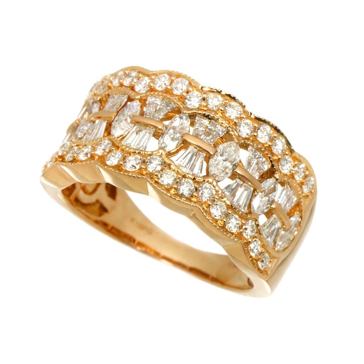 Diamond 1.40ct Ring 18K PG Pink Gold 750 Size6-6.25(US)