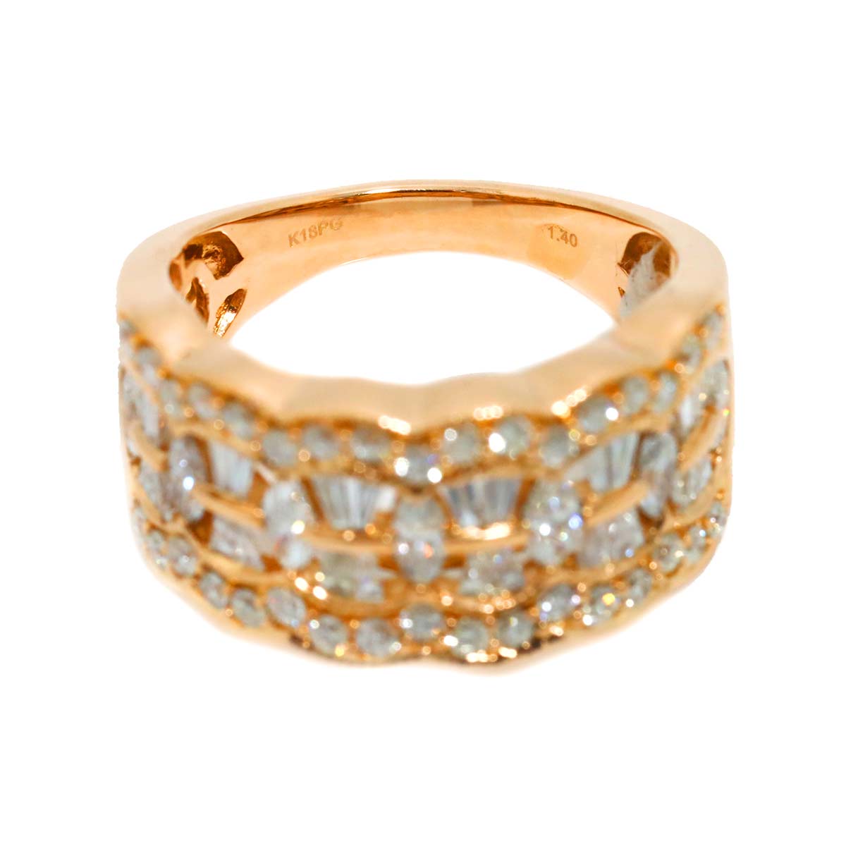 Diamond 1.40ct Ring 18K PG Pink Gold 750 Size6-6.25(US)