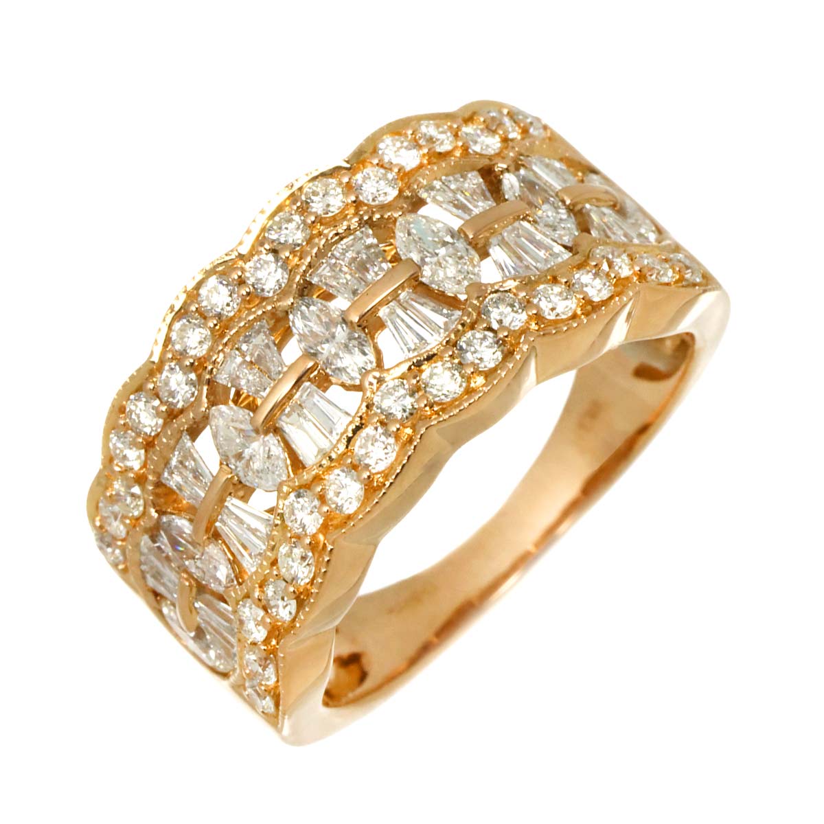 Diamond 1.40ct Ring 18K PG Pink Gold 750 Size6-6.25(US)