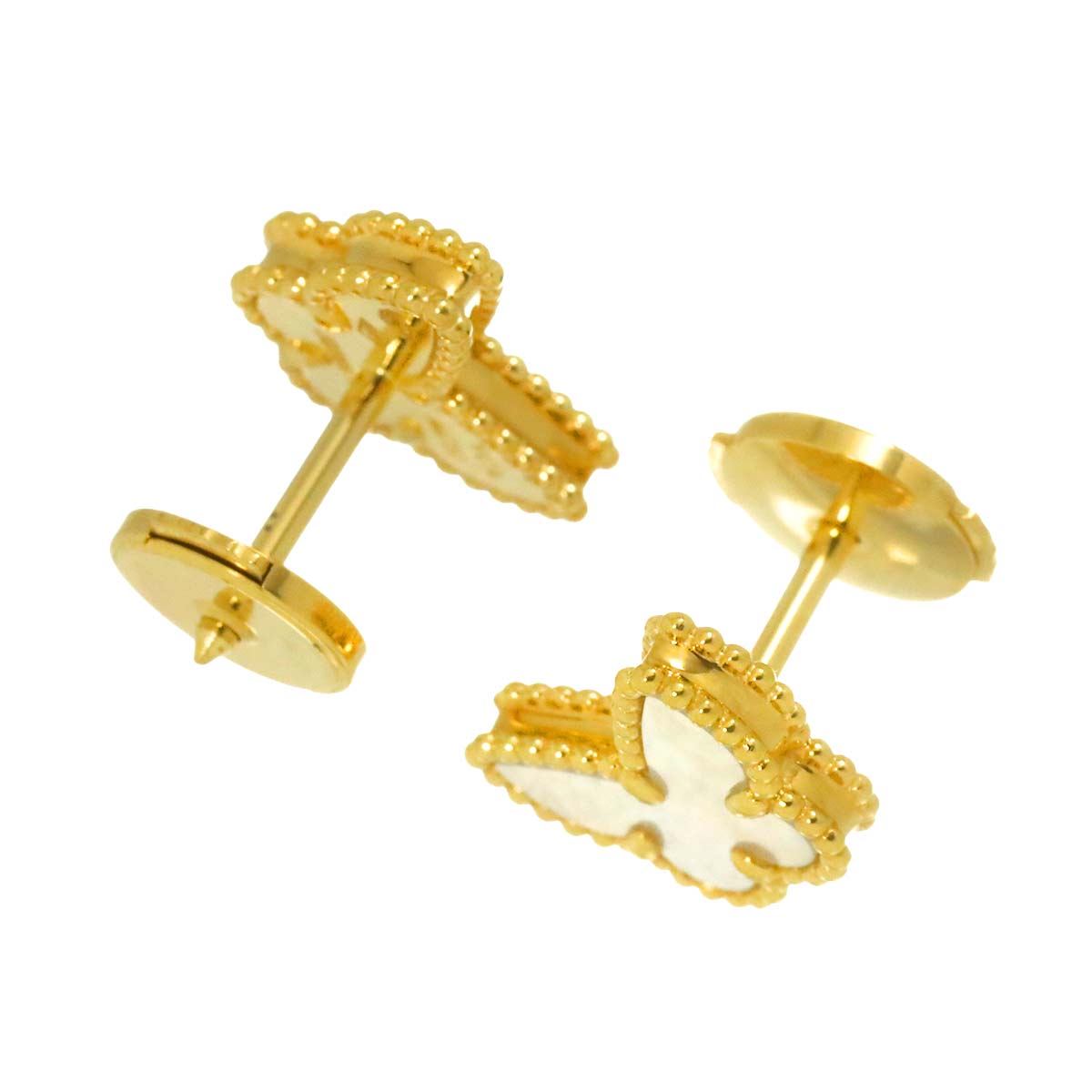 Sweet Papillon Mother of Pearl Earrings Pierced 18K YG