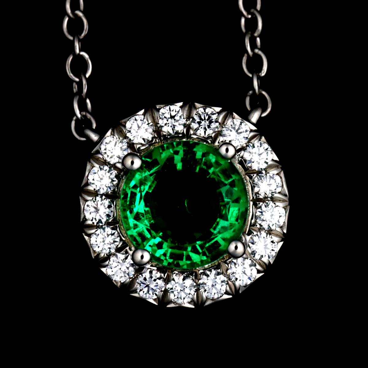 Soleste Emerald Diamond Necklace Platinum