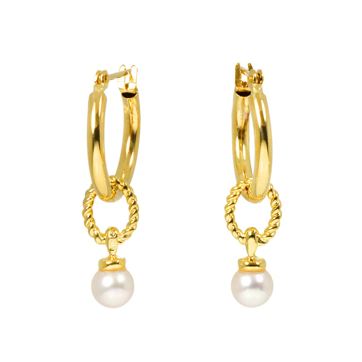 Akoya Pearl 4.5mm Earrings Pierced 18K YG 750