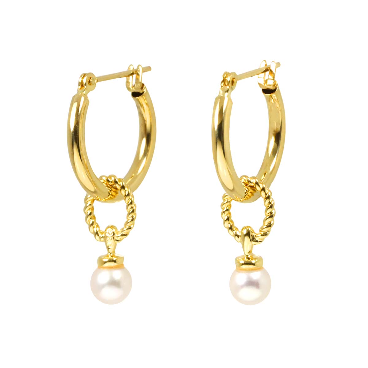 Akoya Pearl 4.5mm Earrings Pierced 18K YG 750