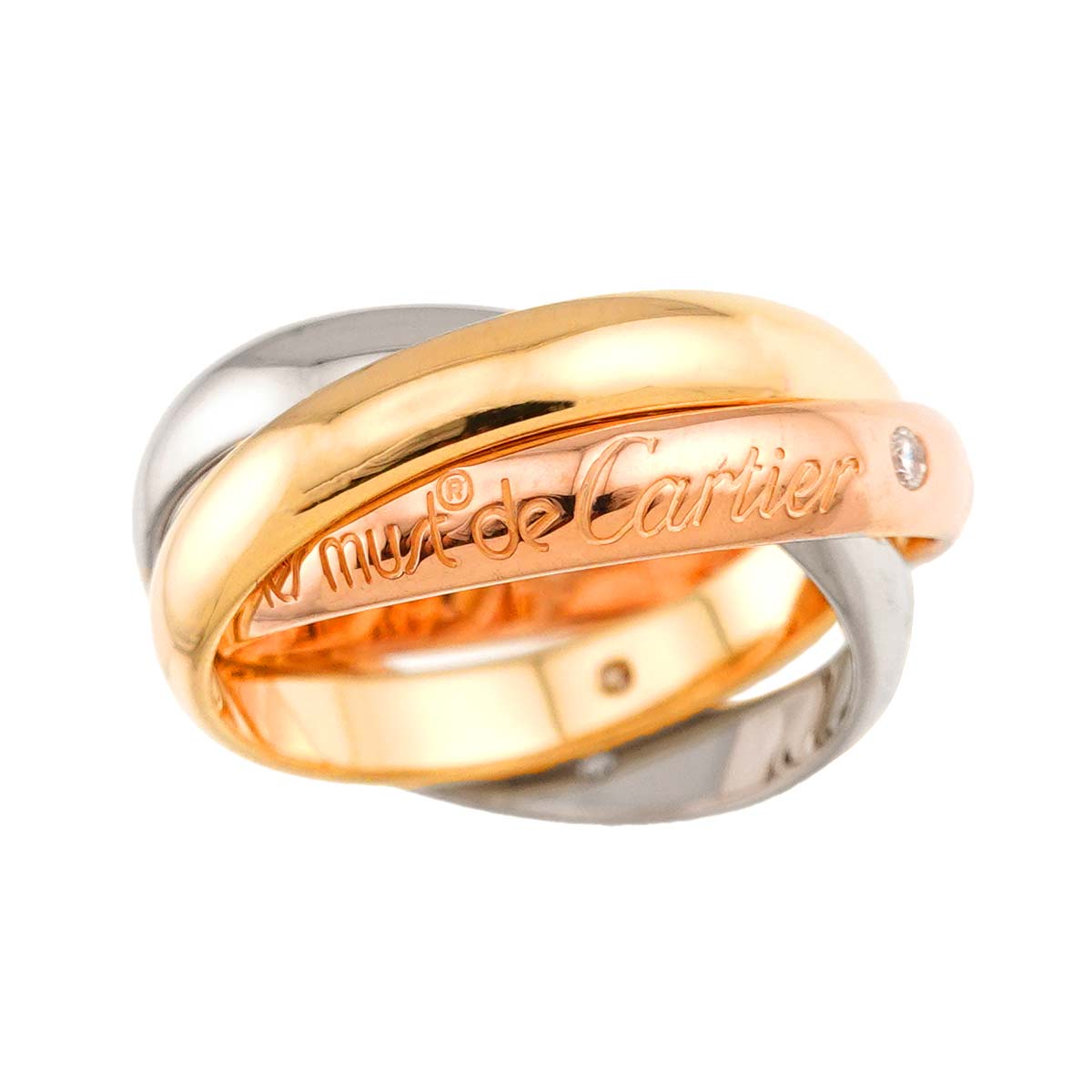 Trinity Diamond 3P MM Ring 18K YG WG PG 750 Size48 4.5(US)