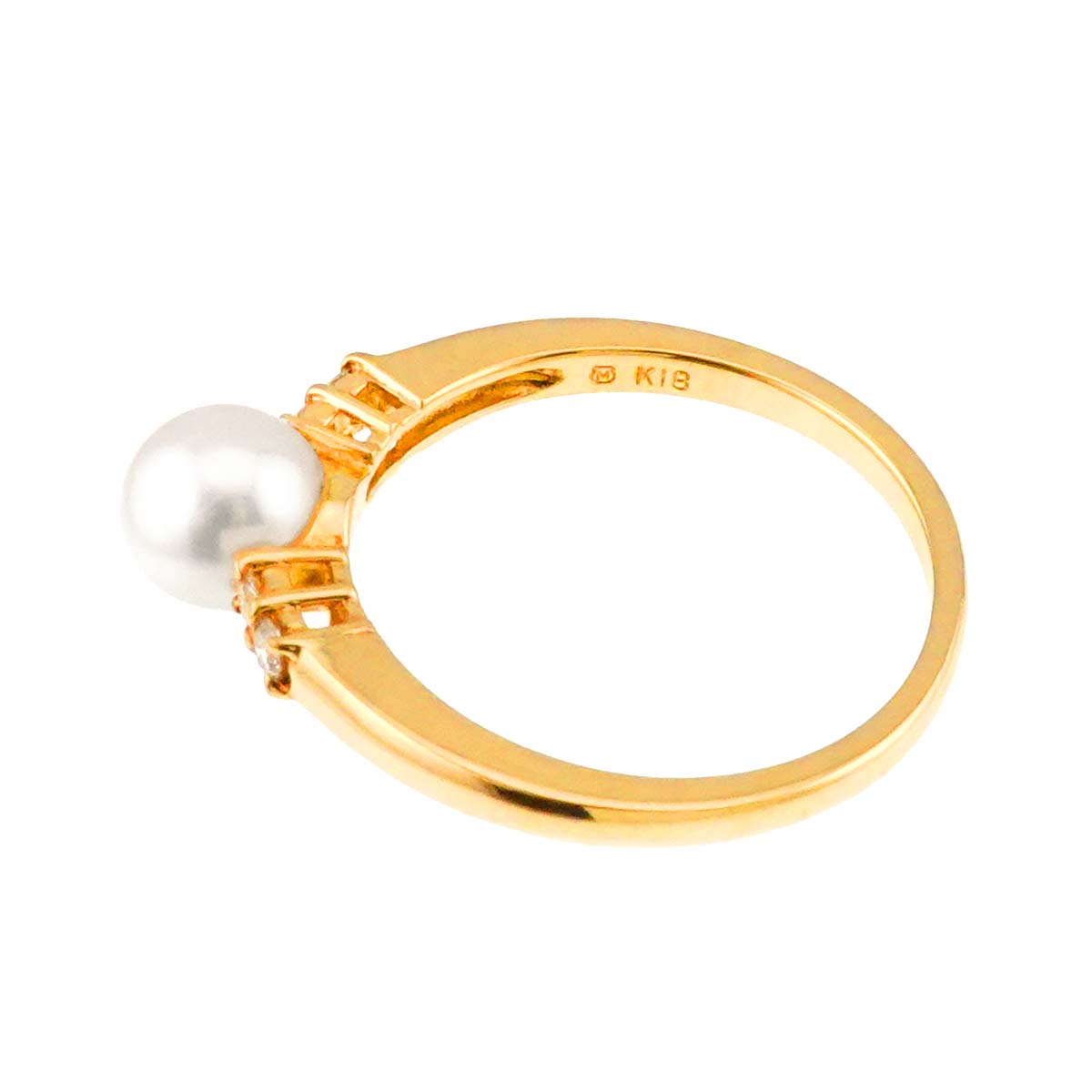 MIKIMOTO Akoya Pearl 5.9mm Diamond Ring 18K YG 750 size6(US)