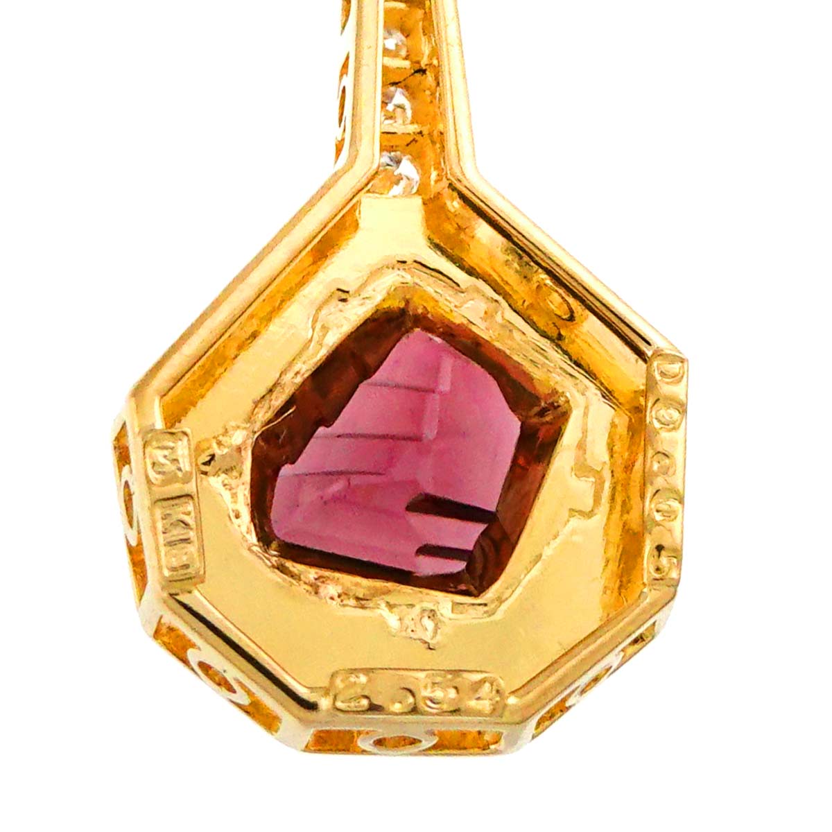 Garnet 2.54ct Diamond 0.05ct Necklace 18K YG 750