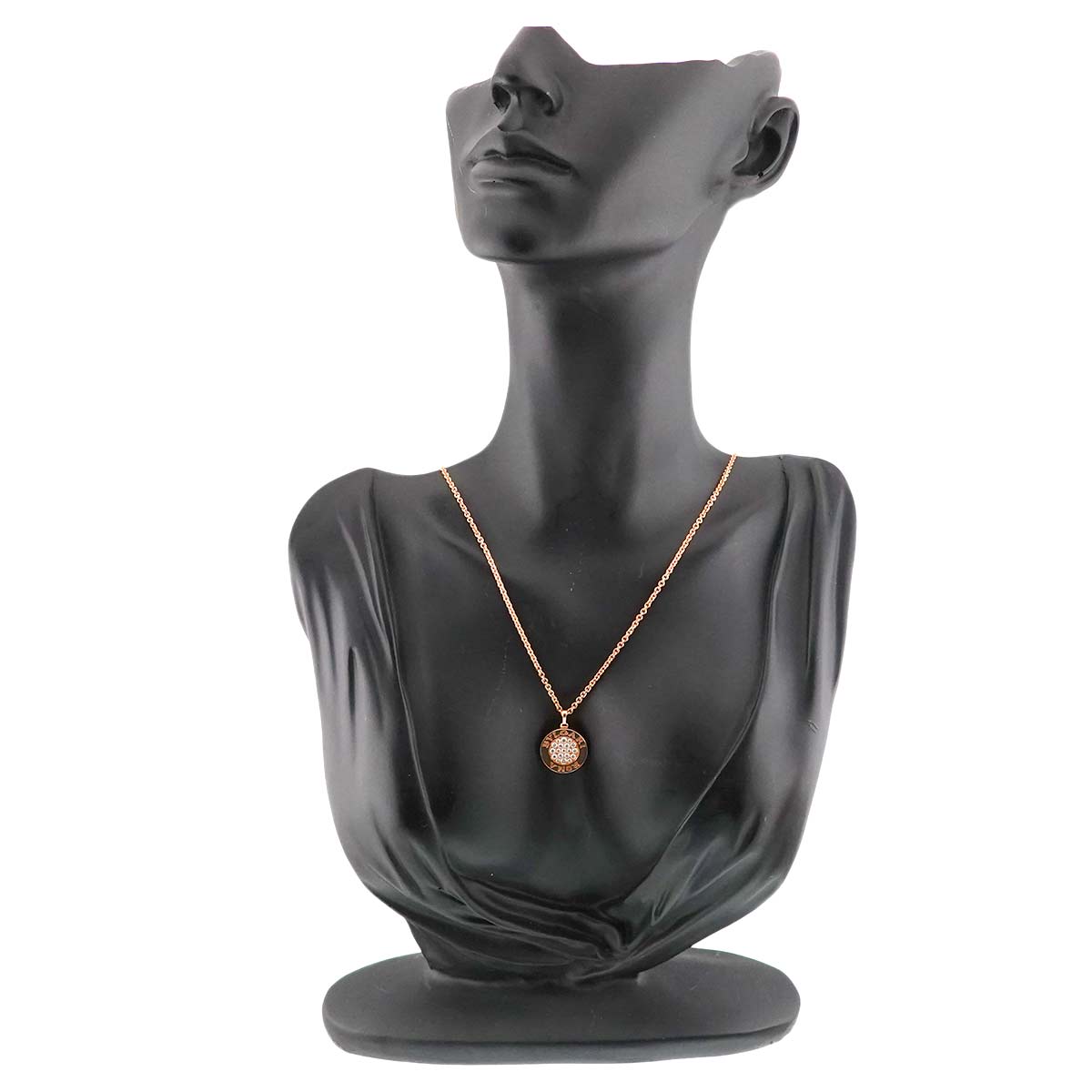 BVLGARIBVLGARI Pave Diamond Onyx Necklace 18K Pink Gold 750
