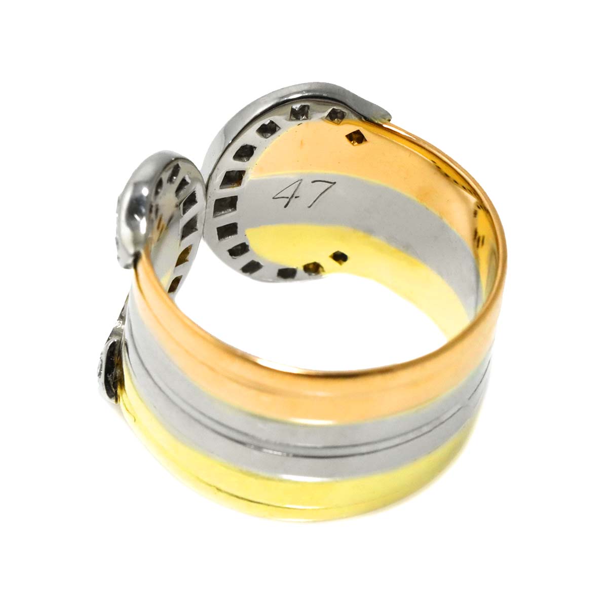 2C Diamond Ring 18K YG WG PG 750 Size47 3.75(US)