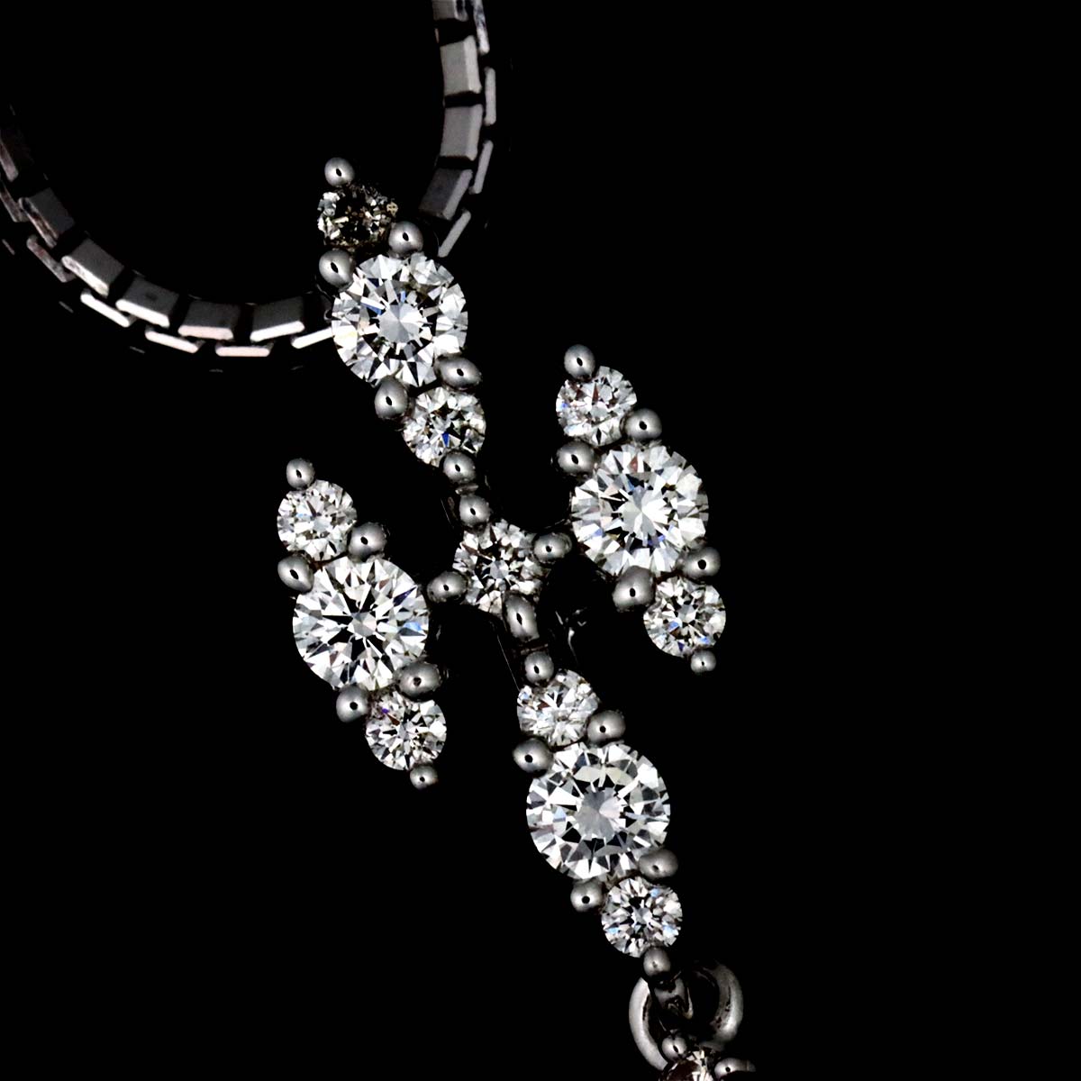 Black Pearl 12.0mm Diamond 0.21ct Necklace 18K WG 750