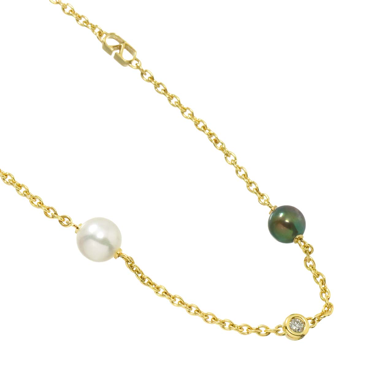 Pearl Diamond Necklace 18K YG 750