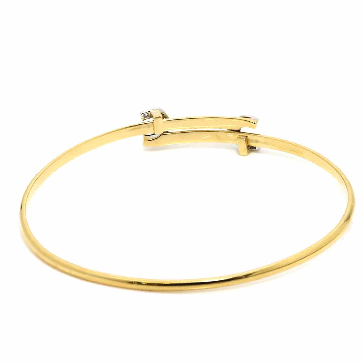 2C C2 Diamond Bangle Bracelet 18K YG WG 750