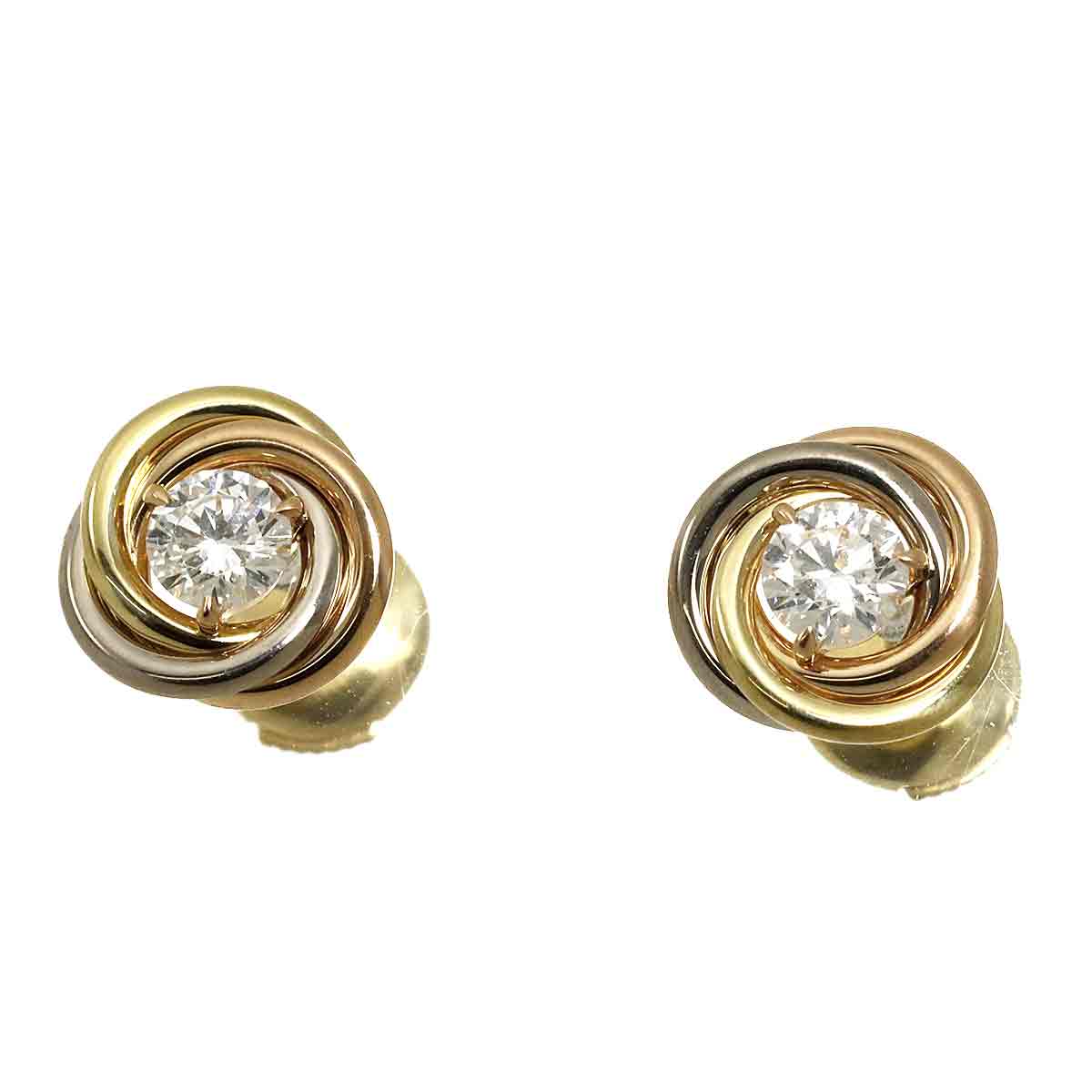 Trinity Diamond Earrings Pierced 18K YG WG PG 750
